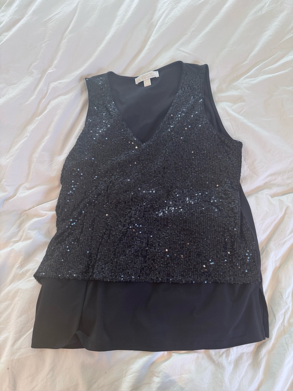 Michael Kors Black Sequin V-Neck Sleeveless Camisole